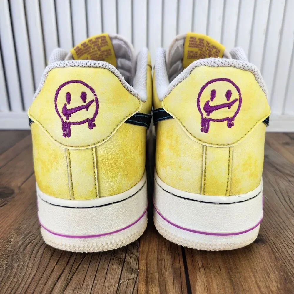 Nike Air Force 1 Peace Love & Basketball Sneakers Mens Sz 9.5 Yellow DC1416-700